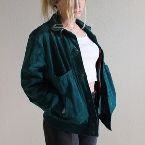 ‼️SALE‼️ Vintage Teal Genuine Leather Bomber Jacket